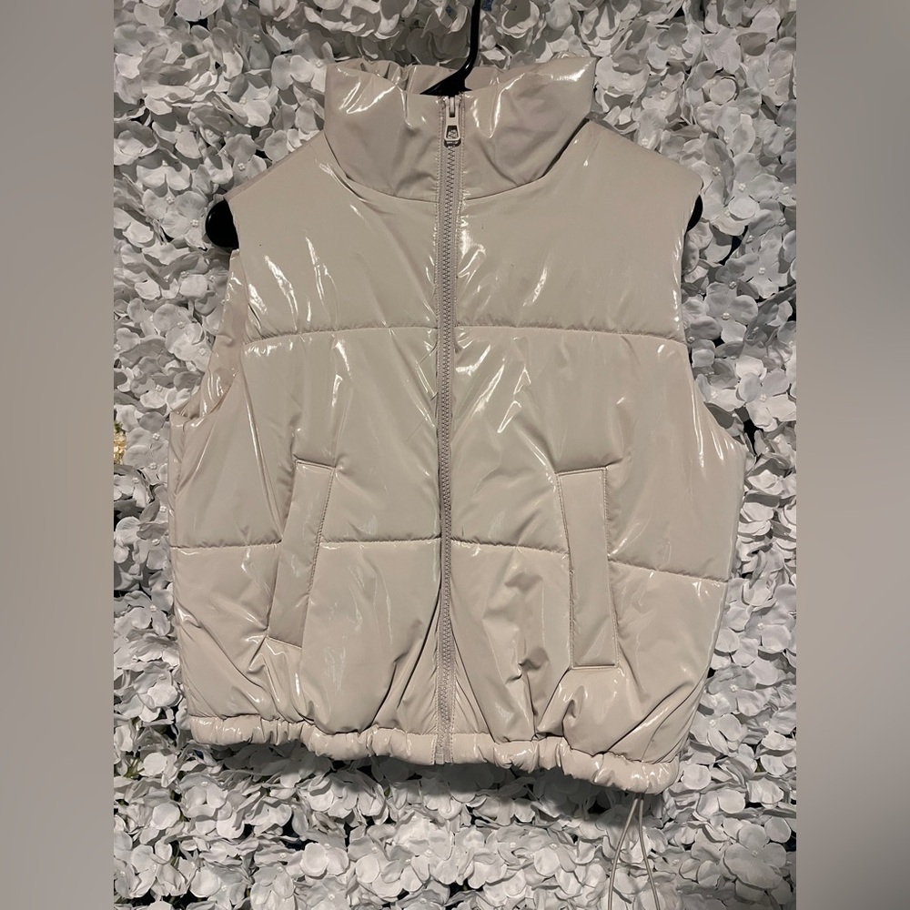 Glossy Beige Puffer Vest